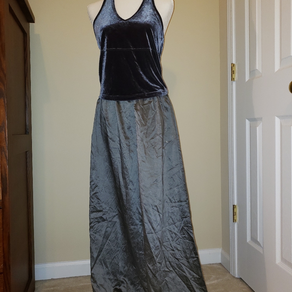 Silver Velour Halter Top